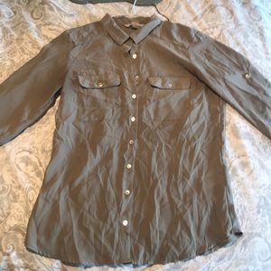 Olive green button down blouse